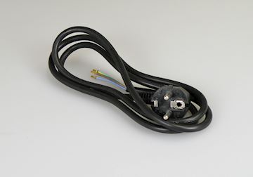 3x1.50 mm2 kabel - lengte 1500 mm ZWART + stekker + randaard